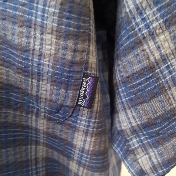 Patagonia Mens Blue Shirt Plaid Short Sleeve - Picture 3 of 7